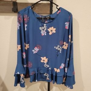 Ana blue ruffle top